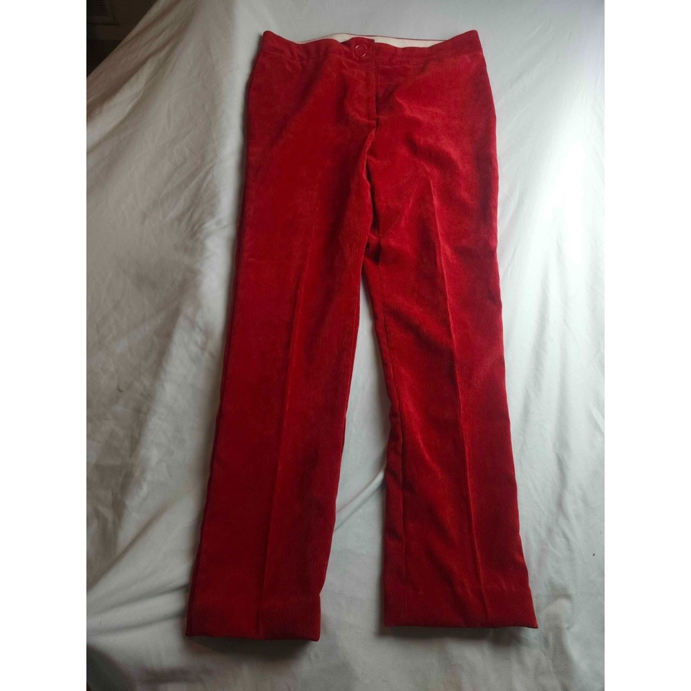 Kim Rogers Corduroy Pants Womens 10 Red Straight Leg Flat Front Classic Chino